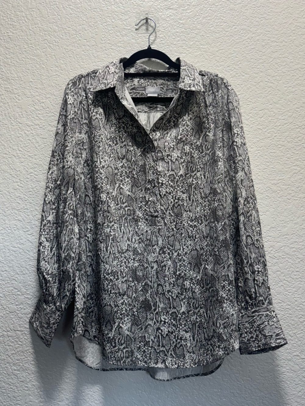 Chico's Black and White Snake-Print Blouse